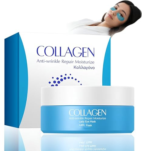 60Pcs Parches Ojos Bolsas y Ojeras, Hidratante de Larga Duración, ParChes Contorno de OjOs, Hinchazón, Eliminación Bolsas, Antiarrugas, Hidratantes y Reafirmantes para la Piel del Contorno OjOs-Azul