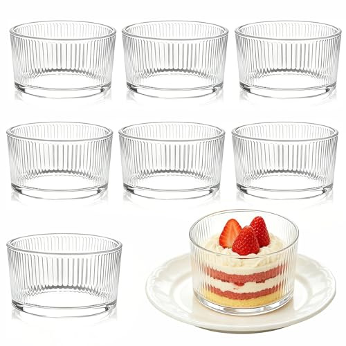 200 ml di bicchieri per dessert trasparenti, set da 8 pezzi, bicchieri per dessert, piccole ciotole per dessert in vetro, per tiramisu, Panna Cotta, gelato, pudding, yogurt, marmellata e dolci