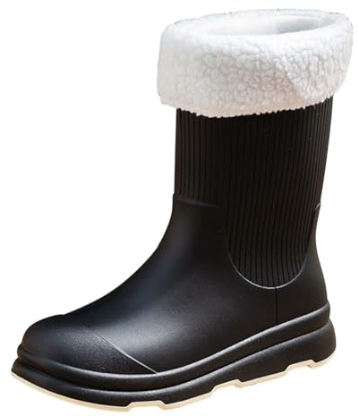 Chaussures de jardin pour femme 39 imperméables – Bottes mi-hautes en caoutchouc pour femme 37 – Bottes de pluie à tige courte doublées antidérapantes Bottes de pluie décontractées confortables
