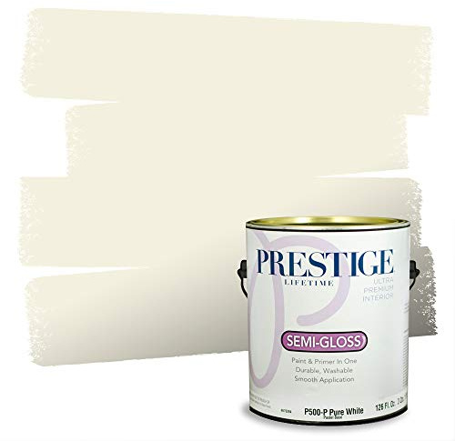 PRESTIGE Paints P500-P-925BM Interior Paint and Primer In One Semi-Gloss Comparable Match of Benjamin Moore, 1 gallon, Ivory White