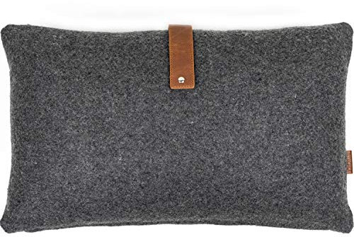 MIQIO® Dekokissen oder Kissenhülle Helsinki | Sofakissen mit Füllung und Kissenbezug 30x50 cm | Aus Wolle und Leder | Deko für Wohnzimmer, Schlafzimmer, Ostern | Zierkissen für die Couch oder Bett