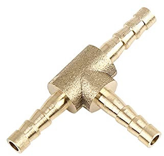sourcing map 4 mm Schlauchtülle Messing 3-Wege T-Anschluss Adapter für Kraftstoff Luft Wasser Gas Öl Rohr