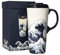 DUSVALLY Ceramic Coffee Mug with Lid Porcelain Cup with Box,17oz.The Great Wave