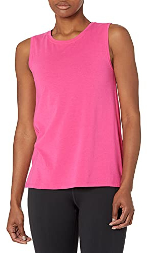 Amazon Essentials Camiseta sin mangas de algodón suave y de ajuste estándar para mujer (disponible en tallas grandes) (anteriormente Core 10), rosa brillante, talla M