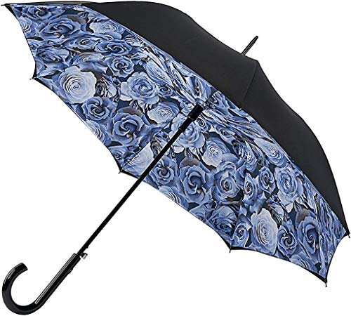 Fulton Liquid Rose Bloomsbury Black Walking Umbrella Auto Open With Double Lining