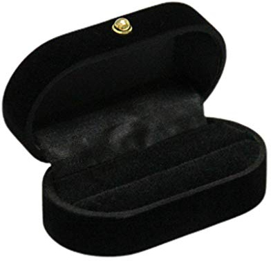 KERDEJAR Portable Double Rings Box Display Jewelry Gift Holder Wedding Engagement Ring Case Organizer for Women Black