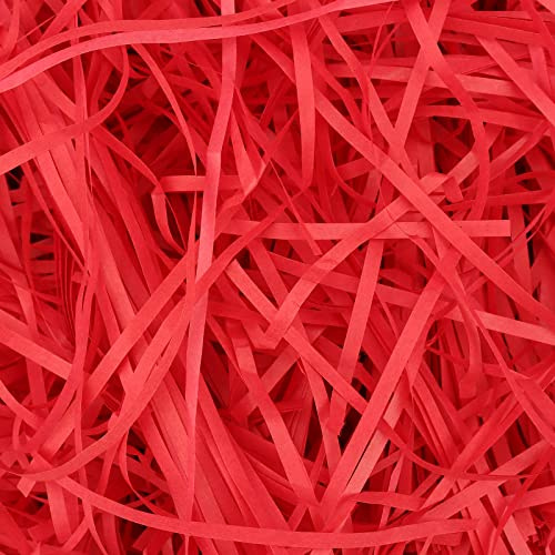 ZEONHEI 1000g Red Hamper Stuffing Filler, 1kg Raffia Shredded Tissue Paper, Gift Boxes Filling Gift Baskets Packaging Filler, Box Filler Packaging Paper for Party Supplies Easter Baskets
