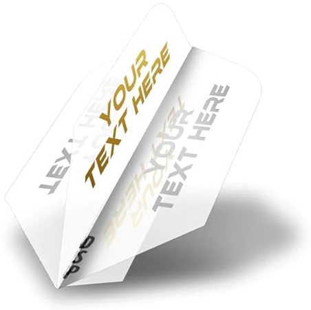 DESIGNA DARTS Personalised 75 Micron Flights | Custom Hot Foil Print Dart Flights | 5 Sets of 3 Flights, Slim, Clear (PF9014CL)