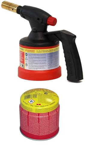 ROTHENBERGER Industrial Lötlampe Premium inkl. Piezo Zündung | löten | lötbrenner | bunsenbrenner | inkl. 1 C200 Supergas Stechgaskartusche