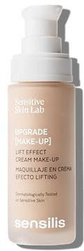 Sensilis Upgrade Make-Up - Base de Maquillaje Efecto Lifting con Vitamina E, Cobertura Media-Alta y de Larga Duración 9h, Para Pieles con Rosácea 30 ml - Tono 02 Miel Rose