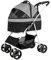 Hundekinderwagen, Haustierbuggy für mittelgroße Hunde, Hundebuggys, Premium-Trage, faltbar, 4-Rad-Katzenbuggys für 2 Katzen, Hundekinderwagen, Buggys für kleine Hunde (Rosa) (Grau B)