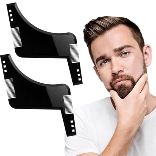 ZUWIJEQ Pettine per Barba, 2Pcs Pettine Stencil Barba, Pettine di Guida per Rasatura Della Barba, Signori pizzetto Collo Sagome per Barba Styling Tool per rifinire Gli Uomini rasatura della barba