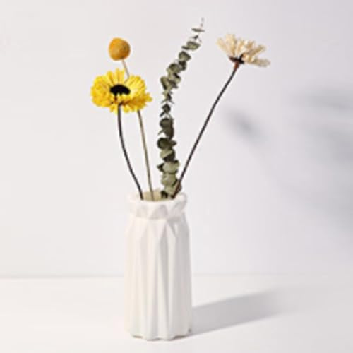 Vaso Per Fiori In Plastica, Stile Nordico Decorazioni Per La Casa Vaso In Ceramica Imitato Vaso Moderno Estetico Per Matrimoni Soggiorno Sala Da Pranzo Vaso Infrangibile Per La Casa (Tipo D Bianco)