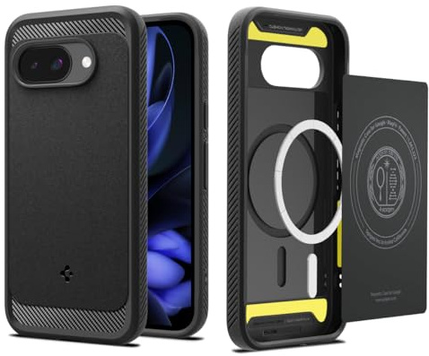 Spigen for Google Pixel 9a, Rugged Armor MagFit Case Compatible with MagSafe Accessories [Military-Grade Drop Protection] - Matte Black