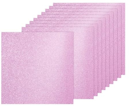 PATIKIL 40 ark rosa glitterpapper, 30,5 x 30,5 cm färgglada kort 250 g/m² glittrande stort glänsande glitterskum för hantverk album utskärningar gör-det-själv konst fest