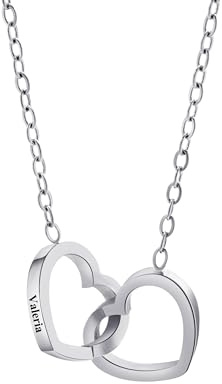 Colliers personnalisés avec prénom pour femmes, gravure personnalisée avec deux prénoms, collier avec pendentif en forme de cœur entrelacé, collier ras du cou avec pendentif en forme de double cœur