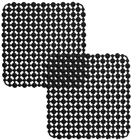 Rieoany 2er-Pack Spülbeckenschutzmatten, 28x28 cm Spülbeckenmatten, Küchenabflussmatten, Auch Als Geschirr-Hitzeschutzmatten Nutzbar, Mit Saugnäpfen Auf Der Rückseite, An Der Wand Haftbar, Schwarz