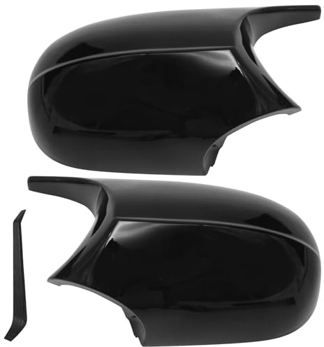 Ollanoos 2 Stück Auto-Spiegelkappen, Seitenspiegelabdeckungen, Ersatz für Rückspiegelgehäuse für BMW E81 E82 E87 E88 LCI, E90 E91 E92 E93 2009-2013 (Glänzend Schwarz)