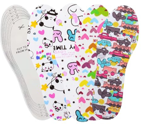 Reccisokz 4 Paires Semelles chaussures, Chaussure enfant, Semelles colorées pour chaussures, bottes, chaussons et bottes de pluie pour enfants