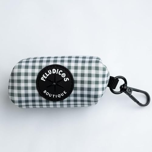 Peludicos Boutique Portabolsas Caqui para Perro de Neopreno – Diseño Vichy – Dispensador de Bolsas Higiénicas – Accesorio para Paseos
