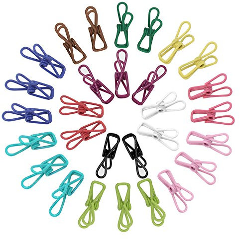 KEESIN Mollette multiuso Clip per bucato in acciaio inox Elenco lungo clip per quilt Supporto appeso 30 confezione Colore casuale