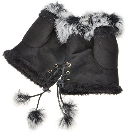 ZLYC Damen Winter Warme Kunstpelz Halbfinger Handschuhe Fingerlose Fäustlinge(Schwarz),Einheitsgröße