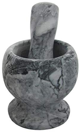 rukauf Mortier et pilon, mortier et pilon en marbre, hachoir élégant pour épices, herbes, etc. Gris argenté