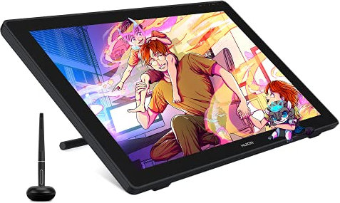 HUION Kamvas 24 Plus Grafiktablett mit Display, 23,8 Zoll volllaminierter QD LCD-Bildschirm aus entspiegeltem Glas, 140% sRGB Gamut 2.5K QHD Stift-Display, 8192 Stufen batterieloser Stift