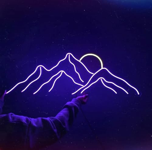 LED Decorative Lights USB Mountains Sunrise Sunset Led Neon Signs Home Decoration Wall Art Holiday Gift Brightness Adjustable 16.5''x11.8''