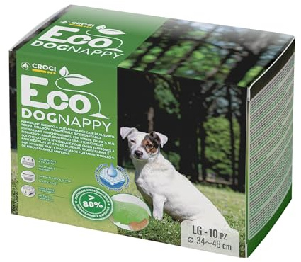 Croci Eco Dog Nappy - Male Dog Diapers - Dog Underpants for Pee - Biodegradable, Anti-odour, Disposable Dog Diapers, 10 Pieces, Size L, 34-48 CM