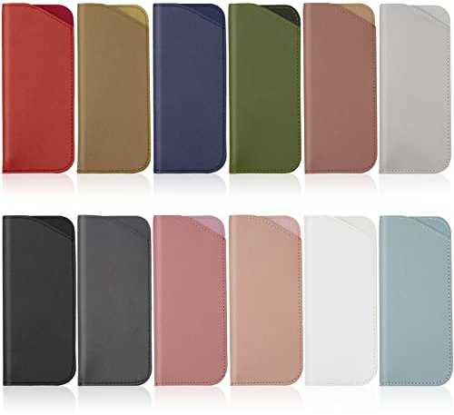 ANLIOTO 12 Pcs Soft Glasses Case, Leather Eye Glass Case Glasses Pouch for Women Men Kids Travelling Reading