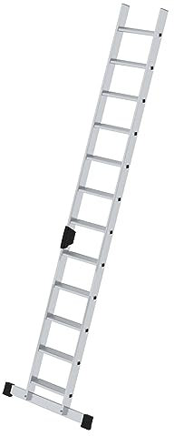 PROREGAL Stufen-Anlegeleiter mit Standard-Traverse | 12 Stufen | Leiter, Teleskopleiter, Trittleiter, Bockleiter, Sprossen-Doppelleiter