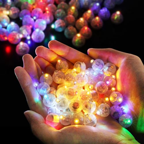 URAQT LED-Ballonglampor, 102 St Mini Icke-Blinkande Papperslykta för Nyår, Fest, Bröllop, Jul, Halloween-Dekoration (Varm Vit + Färg)