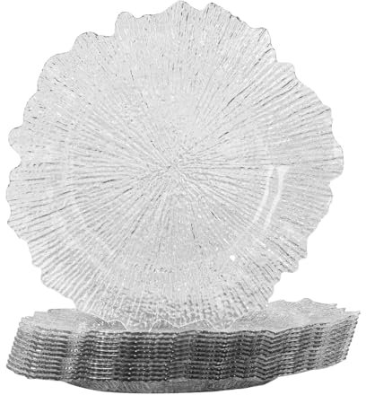 MAONAME Clear Charger Plates Set of 12, Reef Chargers for Dinner Plates