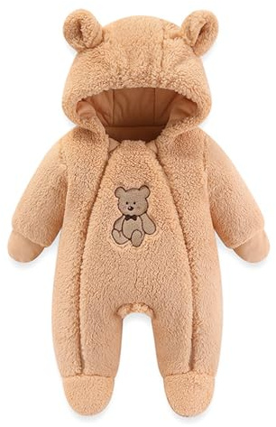 WYTbaby baby overall vinter fleece varm snödräkt baby sparkdräkt med huva för pojkar flickor 0–12 månader