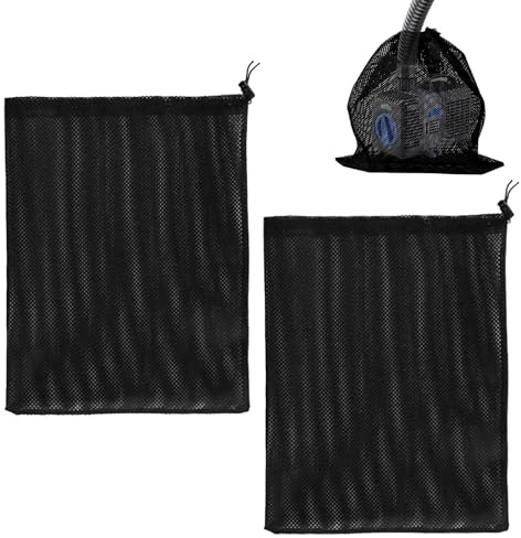 Zueyen 2 Pack Filter Mesh Bag, Dammpump Barrier Bag med Dragkedja, Damm Fish Damm Filter Mesh Bag, Hushållsvattenpump Tillbehör Dammfilter (31 x 41 cm, svart)