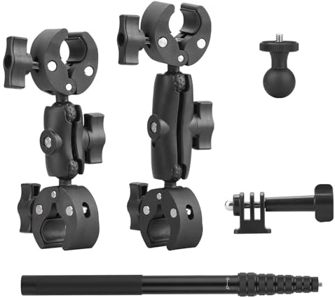 BRDRC Motorcycle Mount for Insta360 X5 X4, Bike Handlebar Clamp Mounts 59 Invisible Selfie Stick Bundle Kit for Insta 360 X5 X4 X3 X2 X ONE, for DJI OSMO 360, for GoPro Camera Accessories