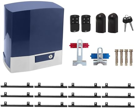 Automatic Sliding Gate Opener 1800lb with 370W Rack Drive Electric Gate Motor for Heavy Driveway Slide Gates with 2 Remote Controls, Infrared Sensor & Nylon Gear Rack