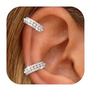 Ear Cuff Orecchini Senza Buco Donna - Regolabili Earcuffs Donna Orecchini A Clip Non Piercing,Ipoallergenici Piercing Finti Earcuff Per Cartilagine Helix Earcuffs Con Scatola Regalo Argento Perla