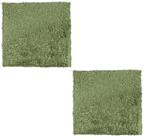 SHINEOFI Alfombras para Reptiles 2 Pcs (30x30 Cm) Tapetes Absorbentes de Musgo Simulado Verde, Sustrato Natural para Tortugas y Anfibios, Césped Artificial Lavable y Preservador de Humedad