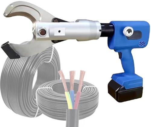 GmhXylophyte Cesoia Tagliacavi Elettricista,Trancia Cavi Elettrica con 2 Batterie, Forza 80kn, Trancia Cavi Elettrici A Batteria per Elettricisti E Meccanici‌