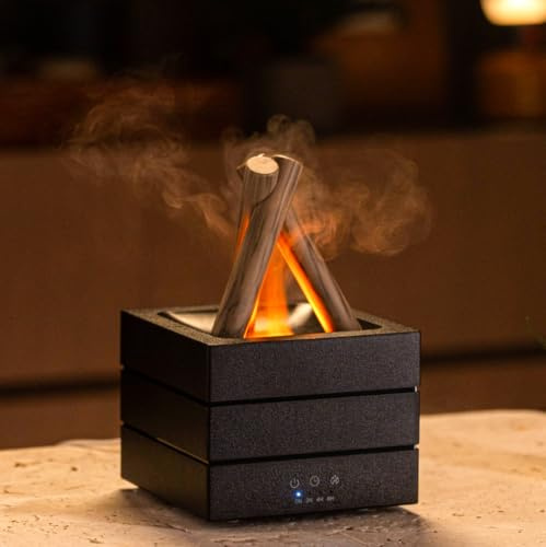Campfire Aroma Diffuser 280ml Vintage Stove 3D LED Flame Effect | Ultra Quiet, Auto Shut-Off, 3 Timer Modes, Home & Office Use, Essential Oil Diffuser