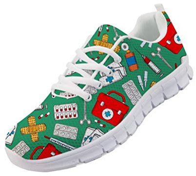 chaqlin Unisex kvinnor män sport löparskor halkfria träningsskor atletiska sneakers lätta för promenader jogging gym fitness storlek 36 EU-48 EU, Nurse Medical 5, 44 EU