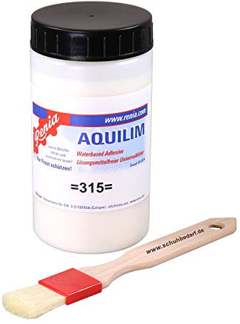 Renia Aquilim - der lösemittelfreie Lederkleber zum kaschieren und verkleben im Set mit einem rostfreien Auftragspinsel