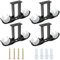 Lot de 4 supports de tringle à rideaux réglables - 14 x 8,2 cm - Crochets muraux avec vis pour tringles à rideaux - Tringle à vêtements - Noir