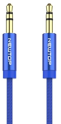 N NEWTOP Cavo AUX03 Jack 3,5mm Audio Stereo Maschio – Maschio AUX in Nylon per Cuffie, Autoradio, Speaker, Casse Musicali, Smartphone, Tablet, Lettori MP3, Amplificatore (Nero, 200cm)