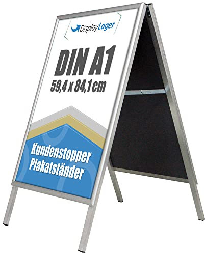 DisplayLager - A1 Porte Affiche BUDGET Alu Line - Argent, pour usage intérieur, double face (2 affiches)