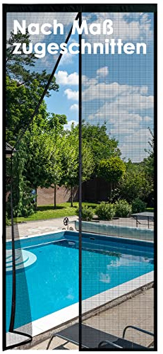 Balkontür Insektenschutz 140x230cm- Robustes Fiberglas & Stärkere Magneten, Terrassentür FliegengitterEinfach Zu Installieren, Mosquito Net Door Schwarz für Kellertür und Terrassentür