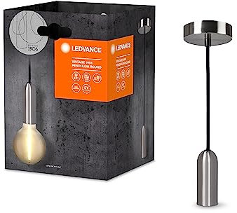 LEDVANCE Vintage 1906 Lampada a sospensione rotonda E27, Chrome, Max. 25W, LED 15W, presa E27, baldacchino rotonde, lampada a sospensione interna, combinazione lampade intelligenti