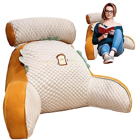 Samuliy Rückenkissen zum Sitzen – Rückenbett Lesekeilkissen – abnehmbares Flauschiges Rückenkissen mit Armstütze, Sitzkissen, Rückenkissen für Boden, Tagesbett, Gaming-Bücher